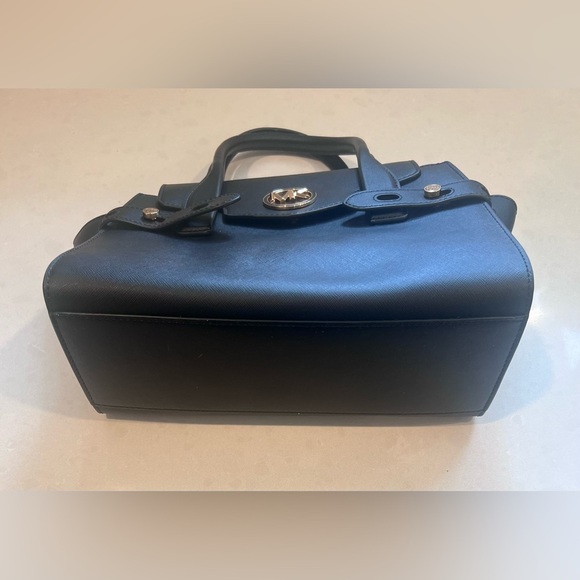 Michael Kors Carmen Medium Black Gold Saffiano Leather Satchel Bag NWT - Picture 8 of 10